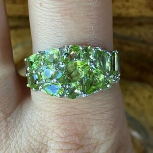 Natural Peridot Sterling Silver Ring Size 10